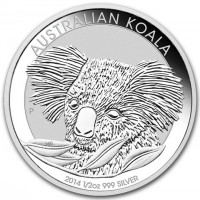 Silver coin Australia AUSTRALIAN KOALA. P MG. 2014 1/2oz 999 SILVER.