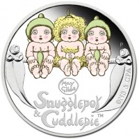 Silver coin Australia KM# 3002 May. Gibbs. Snugglepot. &. Cuddlepie™. P. ©TNS & CPA.