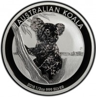 AUSTRALIAN KOALA. P. 2015 1/2oz 999 SILVER. IJ.