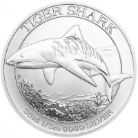 Silver coin Australia KM# 3205 TIGER SHARK. P. 2016 1/2 oz 9999 SILVER. TV.