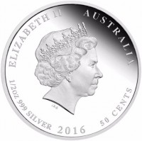 ELIZABETH II AUSTRALIA. IRB. 1/2oz 999 SILVER 2015 50 CENTS.