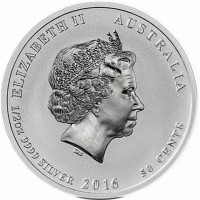 Silver coin Australia KM# 3213 ELIZABETH II AUSTRALIA. IRB. 1/2 oz 999 SILVER 2016 50 CENTS.