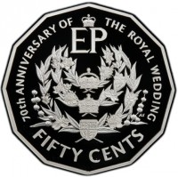 Silver coin Australia KM# 2742a 70th ANNIVERSARY OF THE ROYAL WEDDING. EP. AS. FIFTY CENTS.