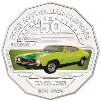 Copper-Nickel coin Australia KM# 3355 FORD AUSTRALIAN CLASSICS. 50. 8 CYLINDER. XA FALCON. 1971-1973.