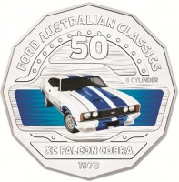Copper-Nickel coin Australia KM# 3356 FORD AUSTRALIAN CLASSICS. 50. 8 CYLINDER. XC FALCON COBRA. 1978.