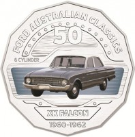 Copper-Nickel coin Australia KM# 3358 FORD AUSTRALIAN CLASSICS. 50. 6 CYLINDER. XK FALCON. 1960-1962.