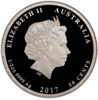 ELIZABETH II AUSTRALIA. IRB. 1/2 oz 9999 Ag 2017 50 CENTS.