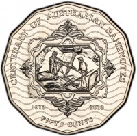 Copper-Nickel coin Australia KM# 1963 CENTENARY of AUSTRALIAN BANKNOTES. 1913 2013. 50 CENTS.
