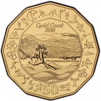 Gold Plated Cupronickel coin Australia KM# 3469a Gold Coast. 2018. XXI Commonwealth Games. 50.