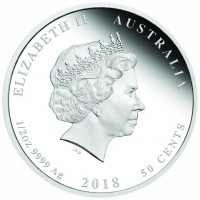 ELIZABETH II AUSTRALIA 2018. IRB. 1/2oz 9999 Ag 2018 50 CENTS.