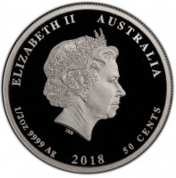 Silver coin Australia KM# 3478 ELIZABETH II AUSTRALIA. IRB. 1/2 oz 9999 Ag 2018 50 CENTS.