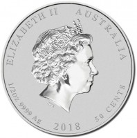 ELIZABETH II AUSTRALIA. IRB. 1/2OZ 9999 Ag 2018 50 CENTS.