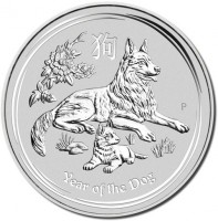 Silver coin Australia KM# 3479 狗. IJ P. Year of the Dog.