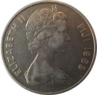 Fiji coin 10 Cents - Elizabeth II - 2'nd Portrait (1969 - 1985) obverse obverse of 10 Cents - Elizabeth II - 2'nd Portrait (1969 - 1985) coin with KM# 30 from Fiji. Inscription: ELIZABETH II FIJI 1976