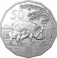 Copper-Nickel coin Australia 50. SMS. 猪.