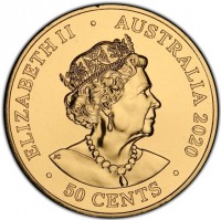 Gold Plated Cupronickel coin Australia KM# 3845 ELIZABETH II. AUSTRALIA 2020. 50 CENTS. JC.