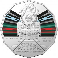 Copper-Nickel coin Australia KM# 4262 504. SA No.504 TOM BARR SMITH. STEAM. POWER. AUSTRALIAN RAIL HERITAGE. AS.