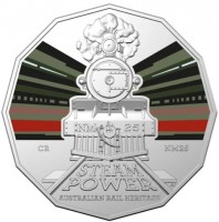 Copper-Nickel coin Australia NM 25. CR NM25. STEAM. POWER. AUSTRALIAN RAIL HERITAGE. AS.