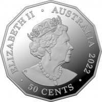 Silver coin Australia KM# 4266a ELIZABETH II. AUSTRALIA. 2022. 50 CENTS. JC.