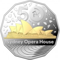 Silver coin Australia KM# 4468a 50. Sydney Opera House.