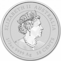 Silver coin Australia ELIZABETH II AUSTRALIA. JC. 1/2oz 9999 Ag 25 CENTS.