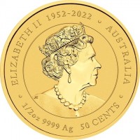 ELIZABETH II AUSTRALIA 1952-2022. JC. 1/2oz 9999 Ag 50 CENTS.
