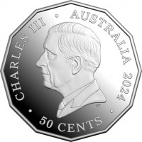 Silver coin Australia KM# 4815 CHARLES III. AUSTRALIA 2024. 50 CENTS. DT.