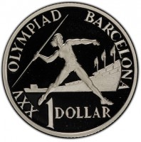 Silver coin Australia KM# 175 XXV OLYMPIAD BARCELONA. 1 DOLLAR.