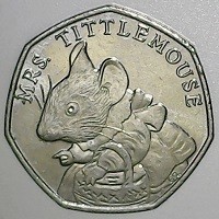 Copper-Nickel coin United Kingdom KM# 1554 MRS. TITTLEMOUSE.