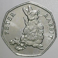 Copper-Nickel coin United Kingdom KM# 1552 PETER RABBIT.