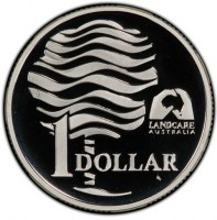 Silver coin Australia KM# 208a VG. LANDCARE. AUSTRALIA. 1 DOLLAR.