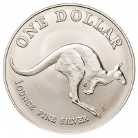 Silver coin Australia KM# 211 ONE DOLLAR. C. 1 OUNCE FINE SILVER. HH.