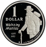 Silver coin Australia KM# 269a DOLLAR. Waltzing Matilda. 1895 1995. VG A.B.