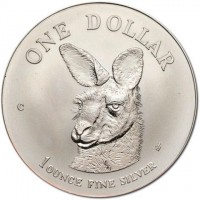 Silver coin Australia KM# 293 ONE DOLLAR. C HH. 1 OUNCE FINE SILVER.