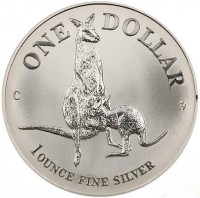 Silver coin Australia KM# 297 ONE DOLLAR. C HH. 1 OUNCE FINE SILVER.