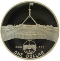 1988 1998. 5 DOLLARS. ONE DOLLAR.