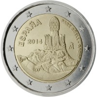 Spain coin 2 Euro - Felipe VI - Parc Güell (2014) obverse obverse of 2 Euro - Felipe VI - Parc Güell (2014) coin with KM# 1306 from Spain. Inscription: PARK GÜELL - GAUDÍ ESPAÑA 2014 M