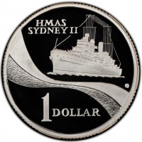 Silver coin Australia KM# 422a HMAS. SYDNEY II. VG. 1 DOLLAR.