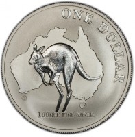 Silver coin Australia KM# 490 ONE DOLLAR. VG. 1 OUNCE FINE SILVER.