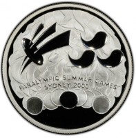 Silver coin Australia PARALYMPIC SUMMER GAMES. SYDNEY 2000.