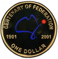 Aluminium Bronze coin Australia KM# 534 CENTENARY OF FEDERATION. 1901 2001. ONE DOLLAR.
