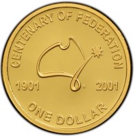 Gold coin Australia KM# 534.1a CENTENARY OF FEDERATION. 1901 2001. ONE DOLLAR.