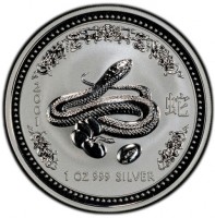 2001 蛇. 1 OZ 999 SILVER. P. LK.