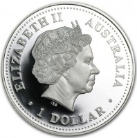 Silver coin Australia KM# 594 ELIZABETH II. AUSTRALIA. 1 DOLLAR. IRB.