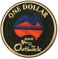Aluminium Bronze coin Australia KM# 600.2 ONE DOLLAR. 2002. Year of the Outback.