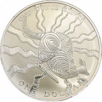 Silver coin Australia KM# 642 ONE OUNCE SILVER. ONE DOLLAR.