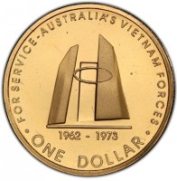 FOR SERVICE-AUSTRALIA'S VIETNAM FORCES. 1962 - 1973. · ONE DOLLAR ·.