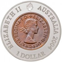 ELIZABETH II AUSTRALIA 2004. + ELIZABETH·II·DEI·GRATIA·REGINA·F:D:. 1 DOLLAR.