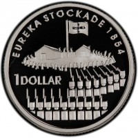 Silver coin Australia KM# 726a EUREKA STOCKADE 1854. 1 DOLLAR.
