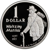 1 DOLLAR. Waltzing Matilda. 1895-1995. A.B. 
